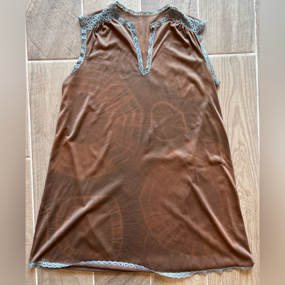 No brand, vintage nightgown, repurposed into a knee length dress!